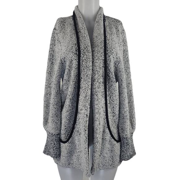 SIDEFFECTS Vintage White Black Long Cardigan Sweater With Pockets L - Picture 1 of 4